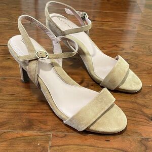 Taryn Rose Jenni Kid Suede Doe Strappy Open Toe Sandals High Heels Shoes